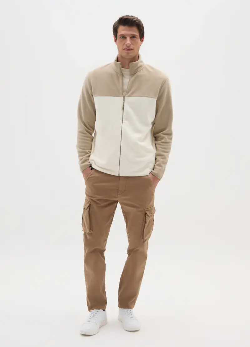 Felpa A Collo Alto In Misto Pile Multicolor Regular Fit Con Zip, Uomo, Multicolor miniatura 2