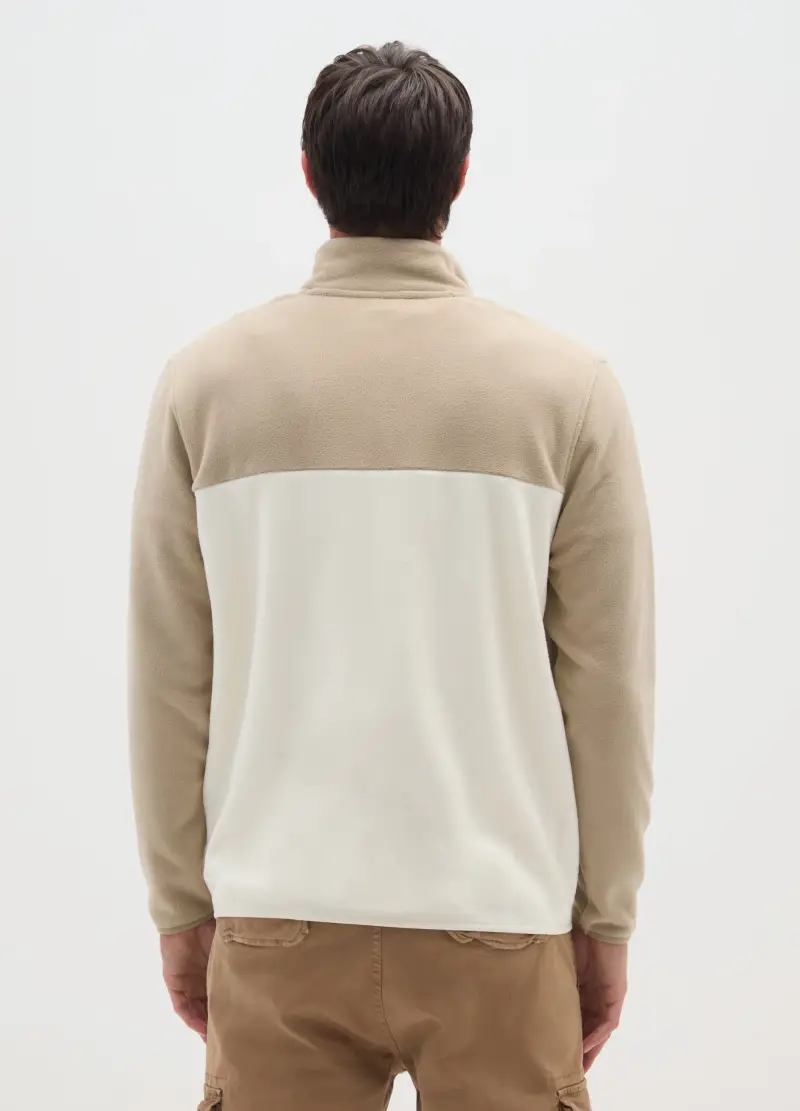 Felpa A Collo Alto In Misto Pile Multicolor Regular Fit Con Zip, Uomo, Multicolor miniatura 3