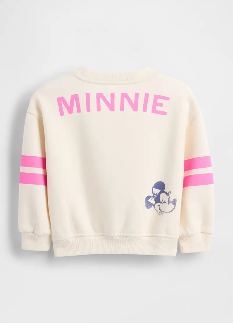 Felpa Beige In Cotone Con Stampa Minnie, Unisex, Bianco miniatura 2