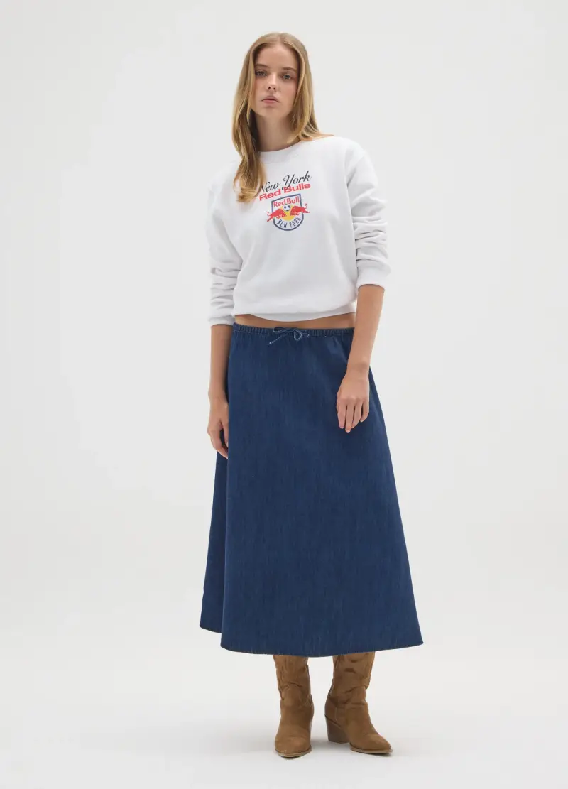 Felpa Bianca In Misto Cotone Con Logo Red Bulls New York, Unisex, Bianco