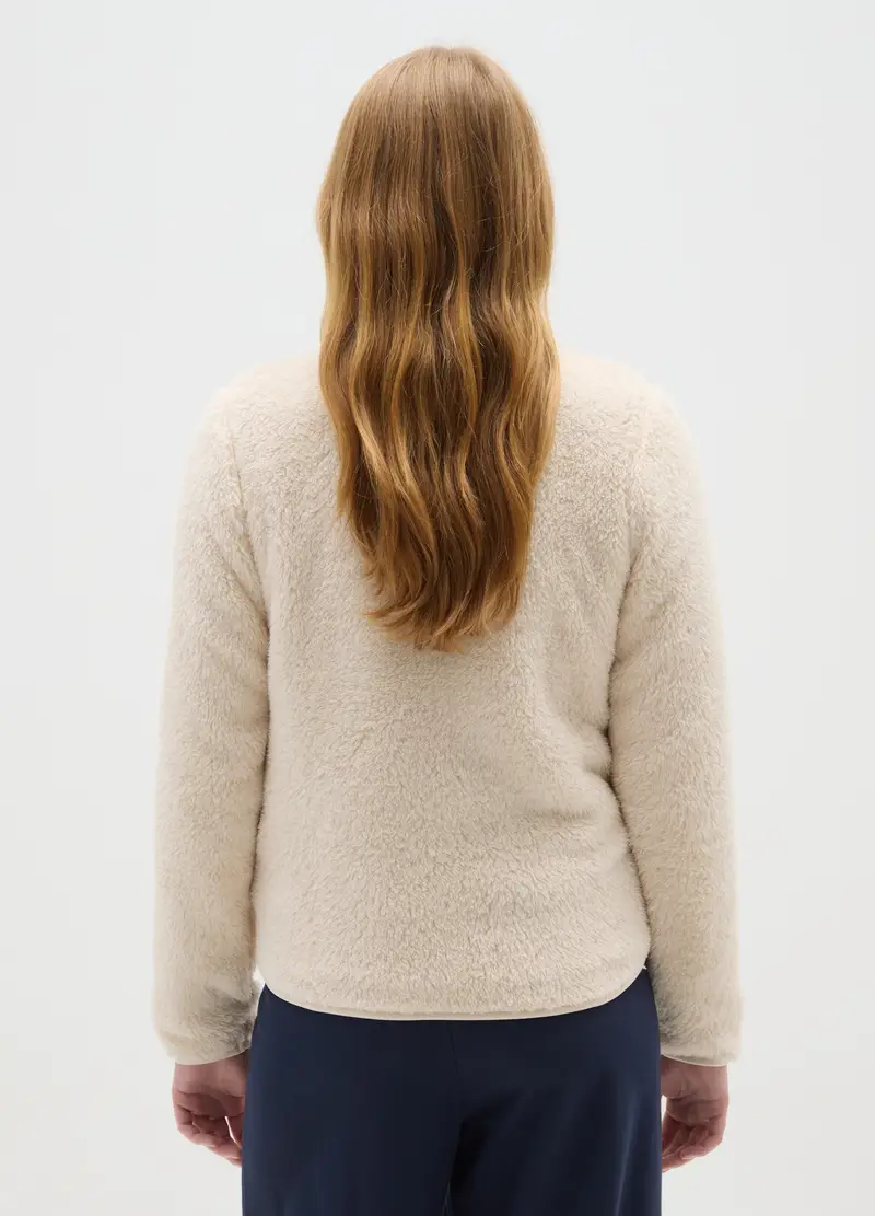 Felpa Bianca Regular Fit Con Zip, Donna, Bianco miniatura 3