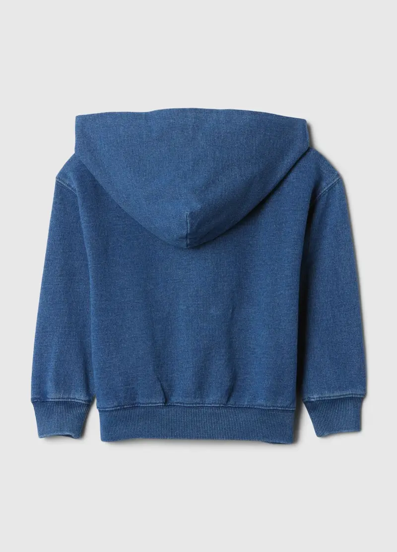 Felpa Blu Con Cappuccio E Zip Integrale, Bambino, Blu miniatura 2