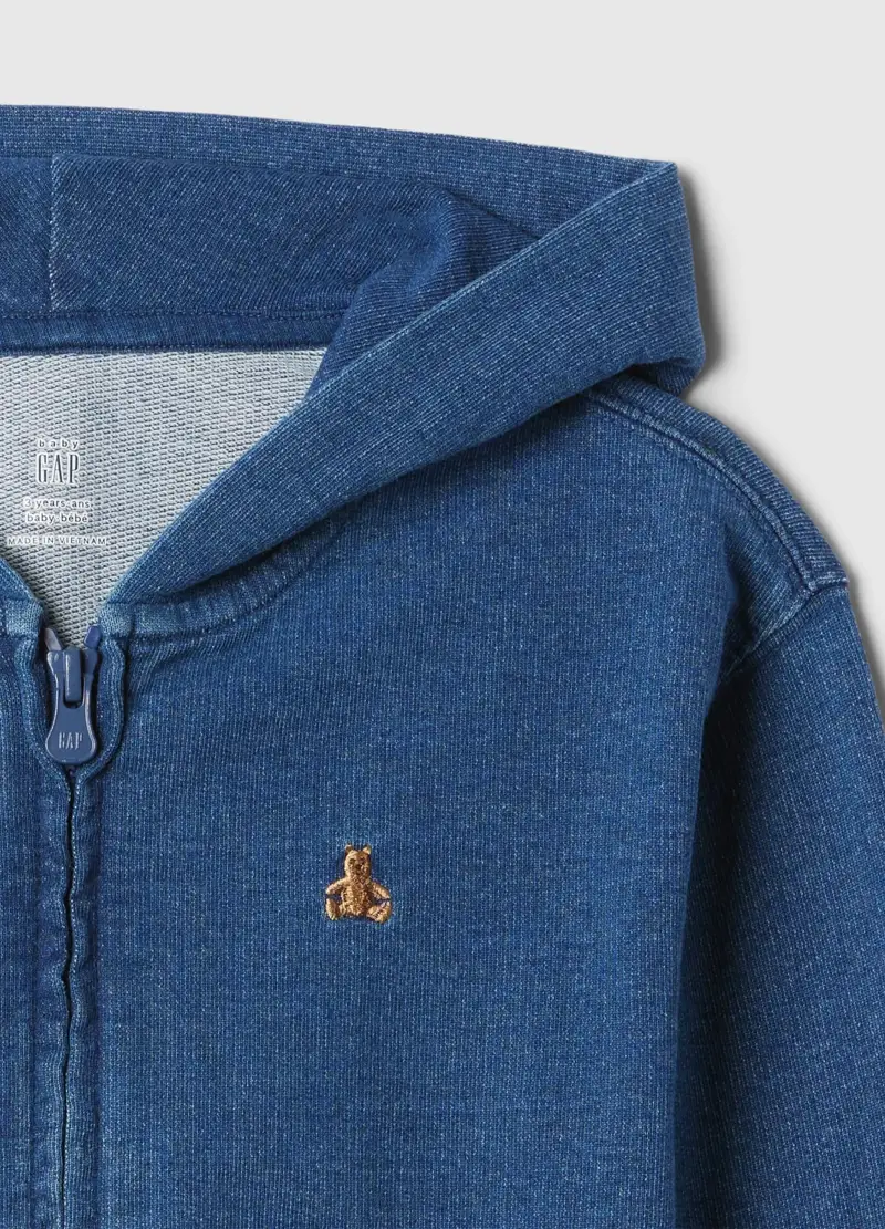 Felpa Blu Con Cappuccio E Zip Integrale, Bambino, Blu miniatura 3
