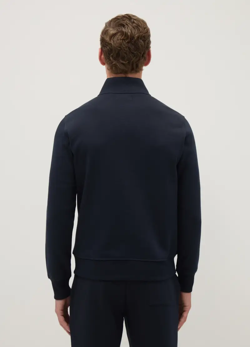 Felpa Blu In Misto Cotone Regular Fit Con Full Zip, Uomo, Blu miniatura 3