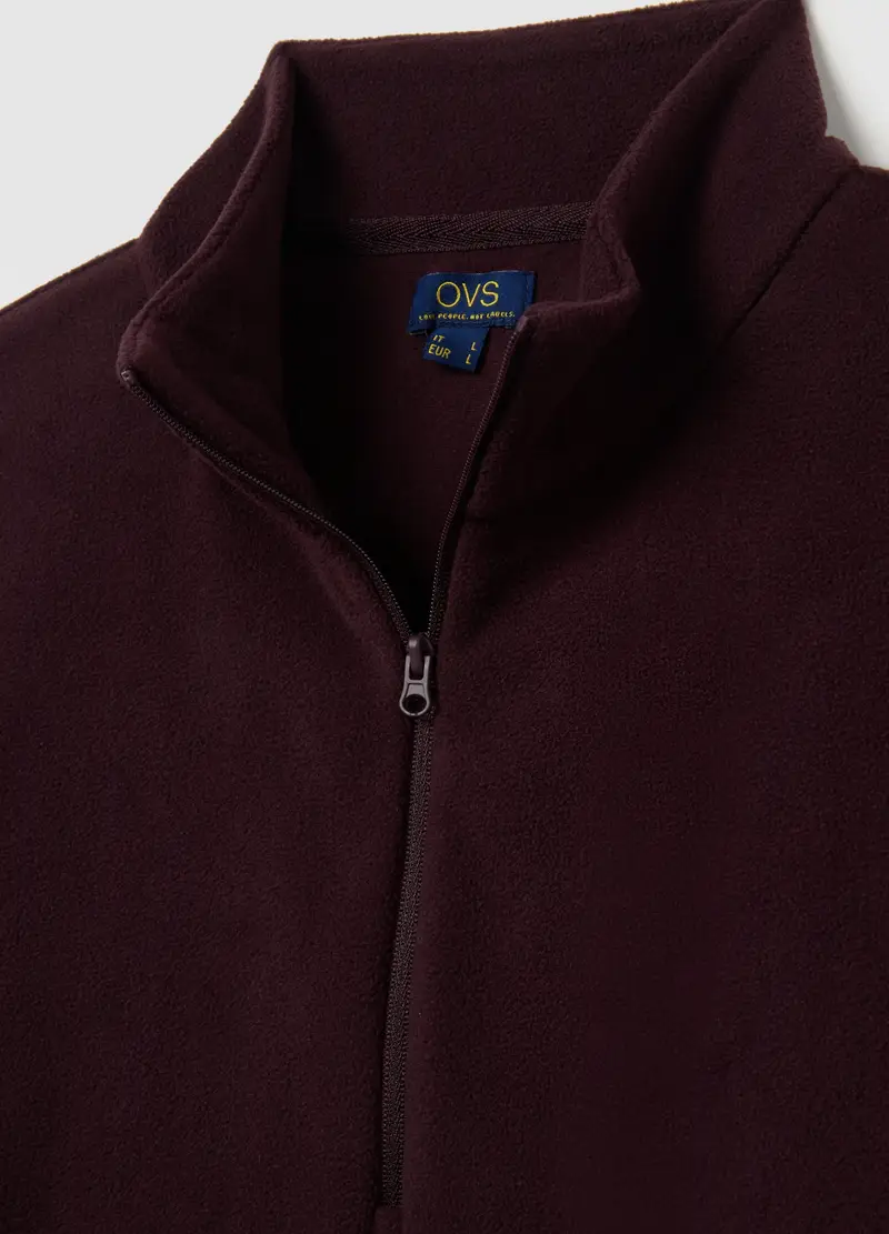 Felpa Blu In Pile Con Zip A Metà, Uomo, Nero miniatura 2