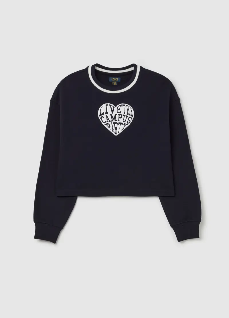 OVS, Felpa Con Cuore E Scritta "live The Campus Party", Bambina, Blu, Taglia: 10-11 miniatura 3