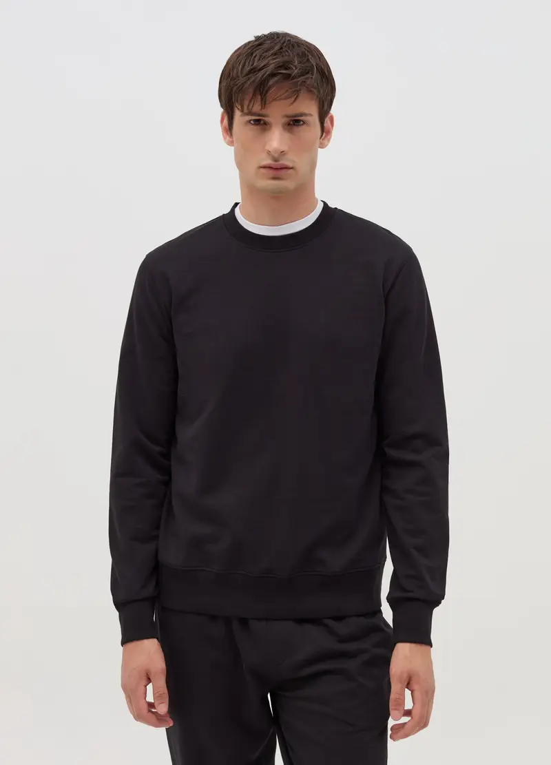 Felpa Con Scollo Rotondo, Uomo, Nero