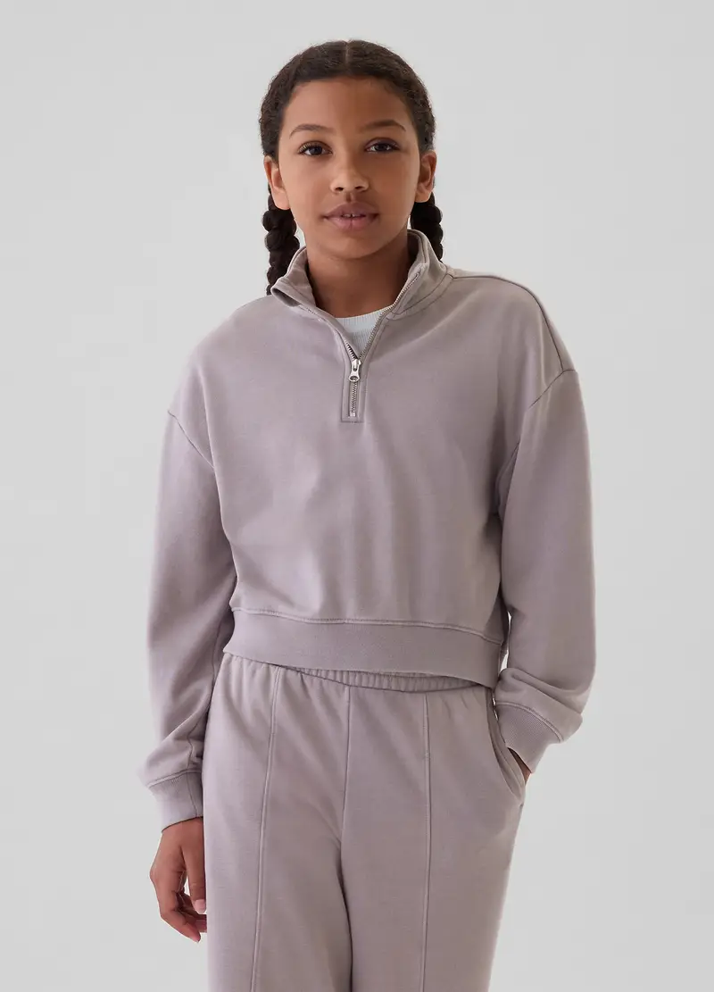 Felpa Cropped Half-zip, Bambina, Viola