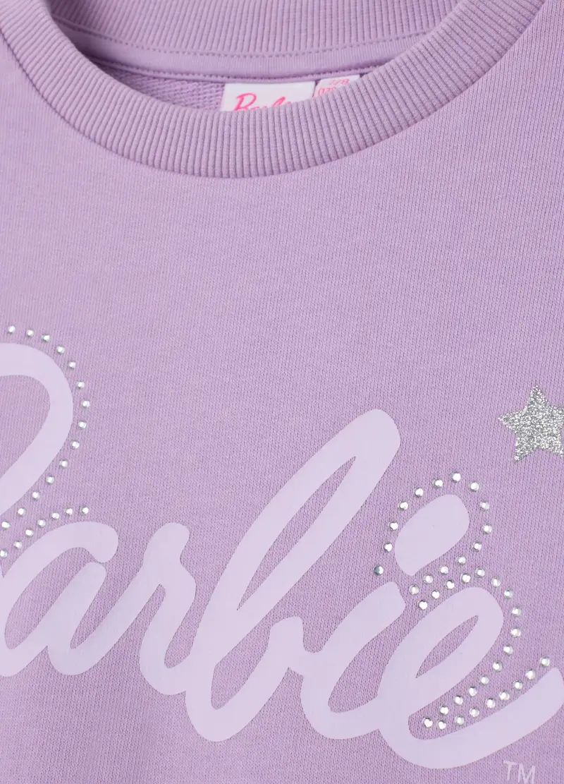 OVS, Felpa Da Bambina In Cotone Viola Regular Fit Con Strass, Viola, Taglia: 4-5 miniatura 2
