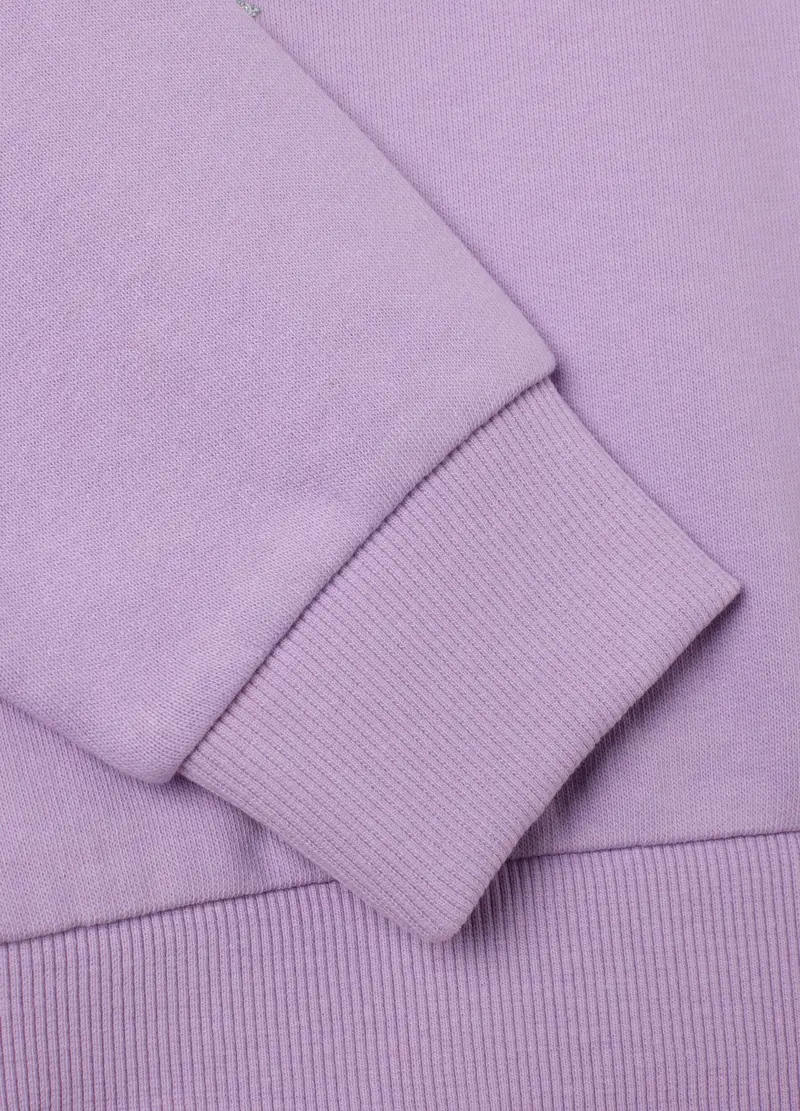 OVS, Felpa Da Bambina In Cotone Viola Regular Fit Con Strass, Viola, Taglia: 4-5 miniatura 3