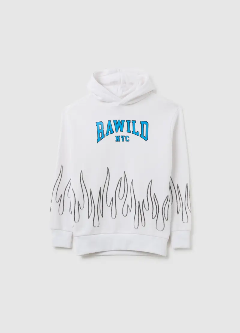 OVS, Felpa Da Bambino In Misto Cotone Bianca Regular Fit Con Stampa, Unisex, Bianco, Taglia: 11-12