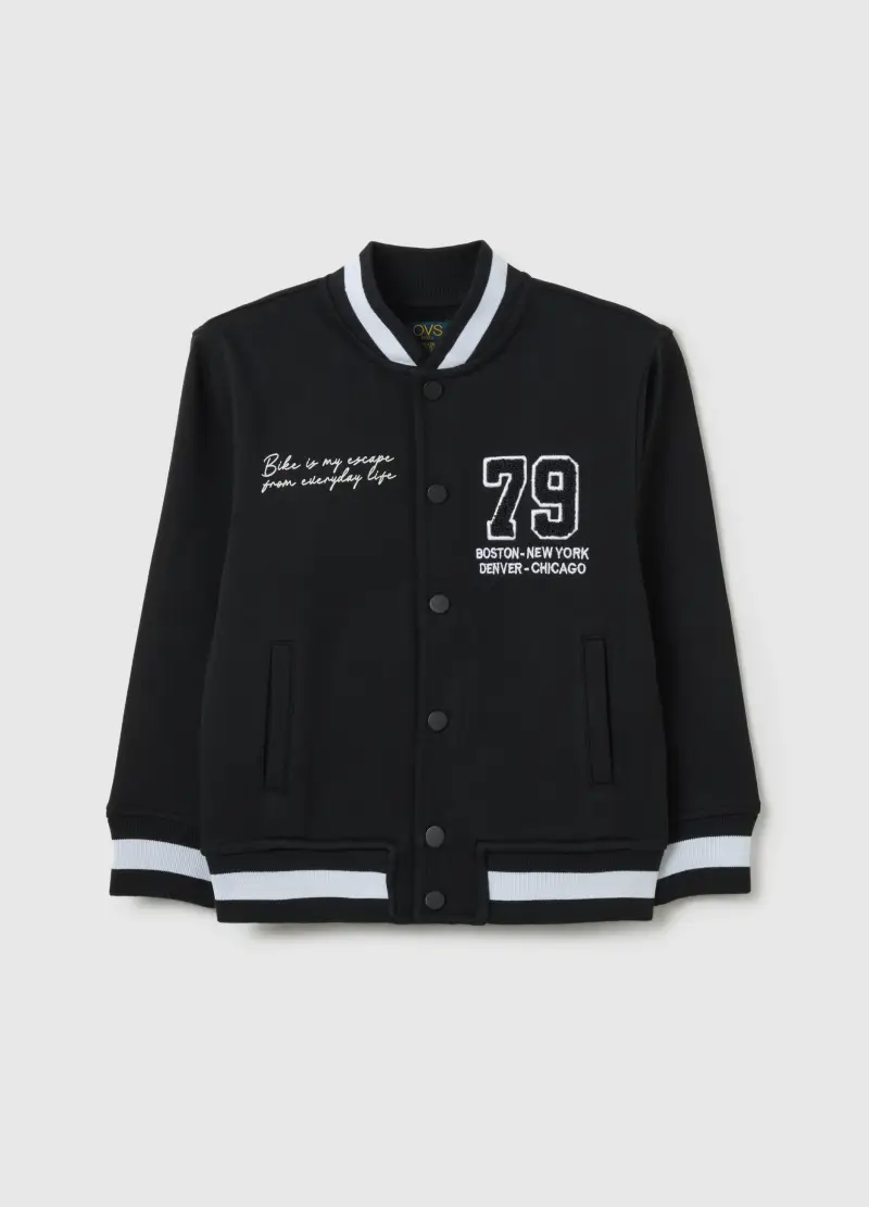 Felpa Da Bambino In Misto Cotone Nero Regular Fit, Nero