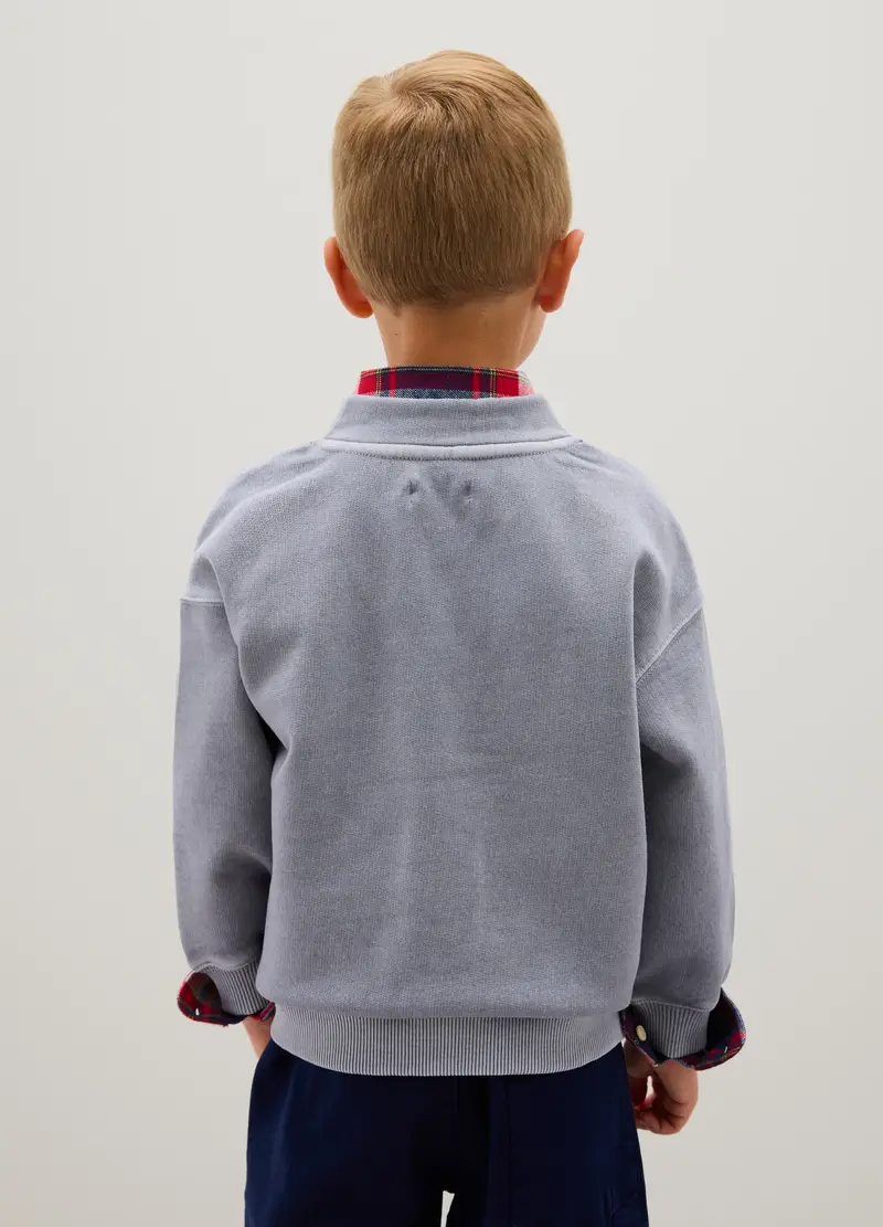 Felpa Da Bambino In Puro Cotone Grigia Regular Fit, Grigio miniatura 2