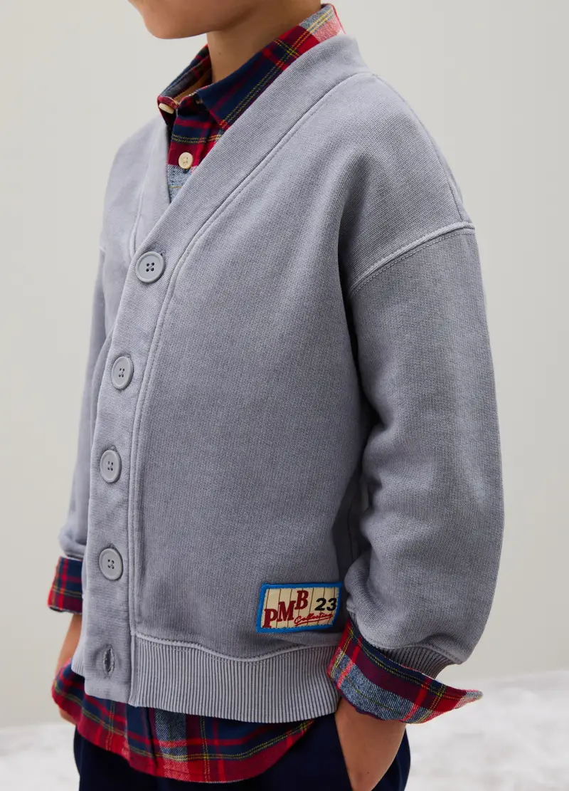 Felpa Da Bambino In Puro Cotone Grigia Regular Fit, Grigio miniatura 3