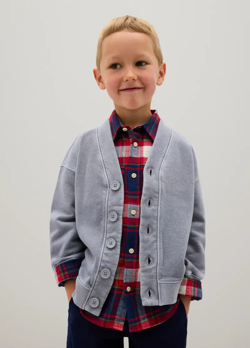 Felpa Da Bambino In Puro Cotone Grigia Regular Fit, Grigio