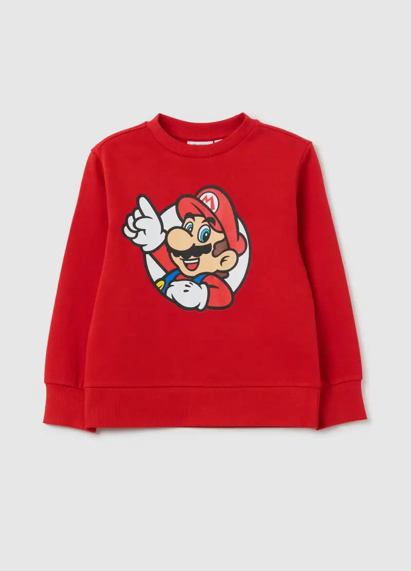 OVS, Felpa Da Bambino In Puro Cotone Rossa Con Stampa Super Mario, Rosso, Taglia: 4-5