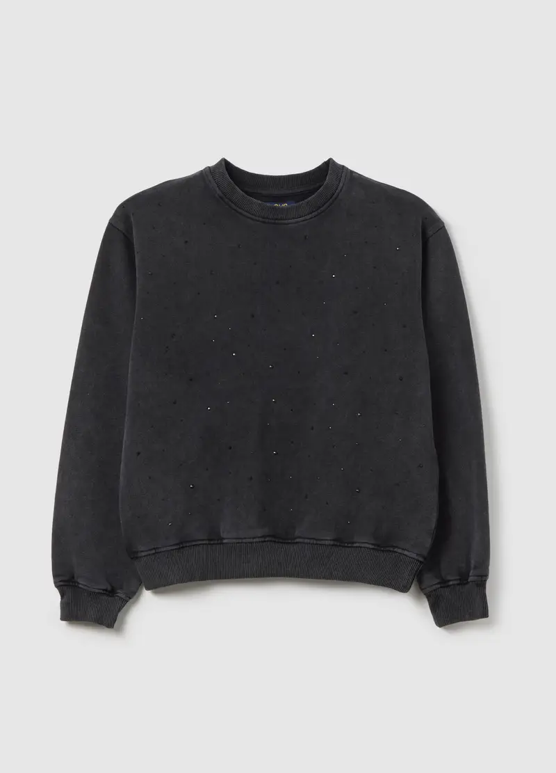 Felpa Da Ragazza In Puro Cotone Grigia Regular Fit, Bambina, Grigio