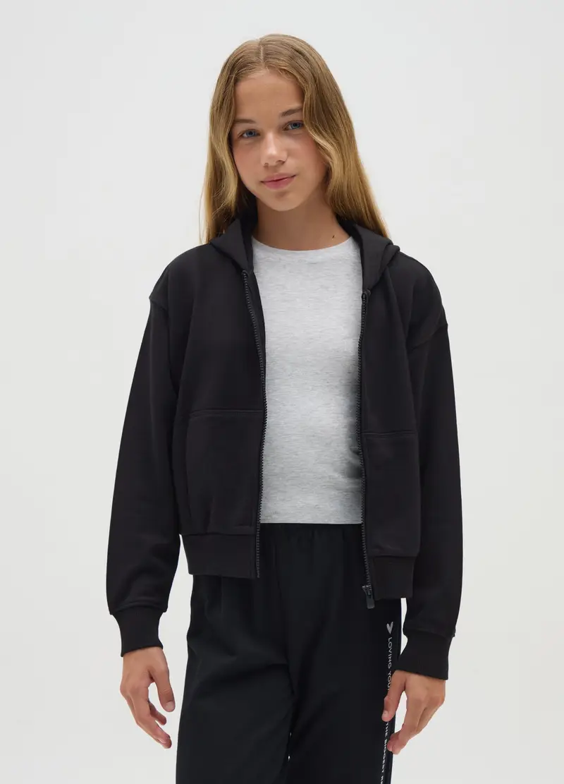 OVS, Felpa Da Ragazze In Puro Cotone Nero Regular Fit, Bambina, Nero, Taglia: 10-11