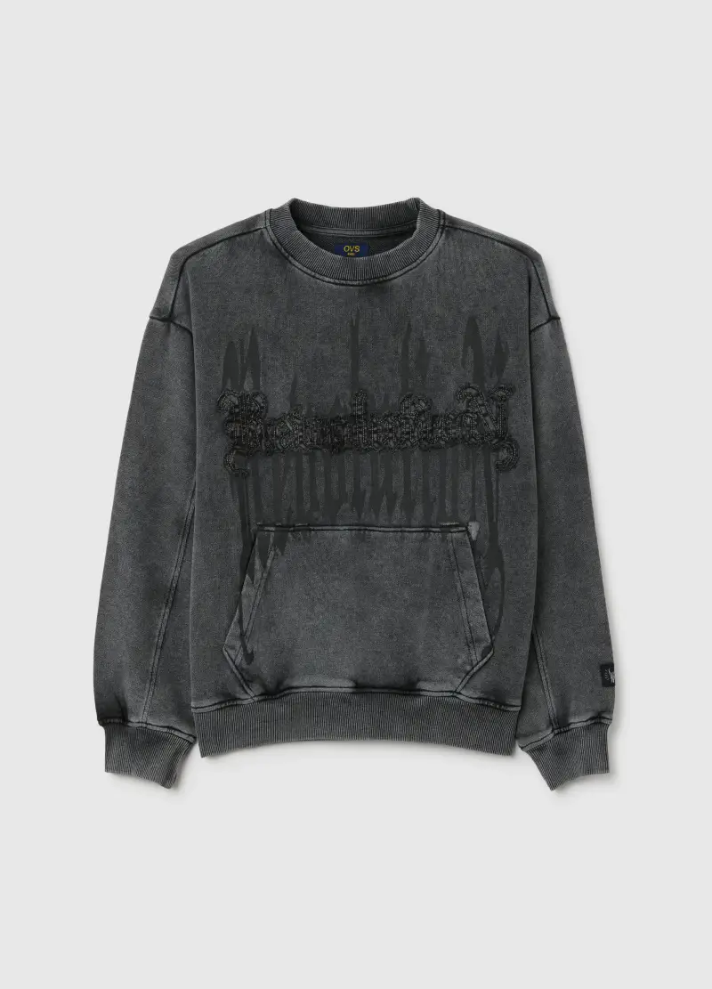 Felpa Da Ragazzo In Puro Cotone Grigio Regular Fit, Bambino, Multicolor