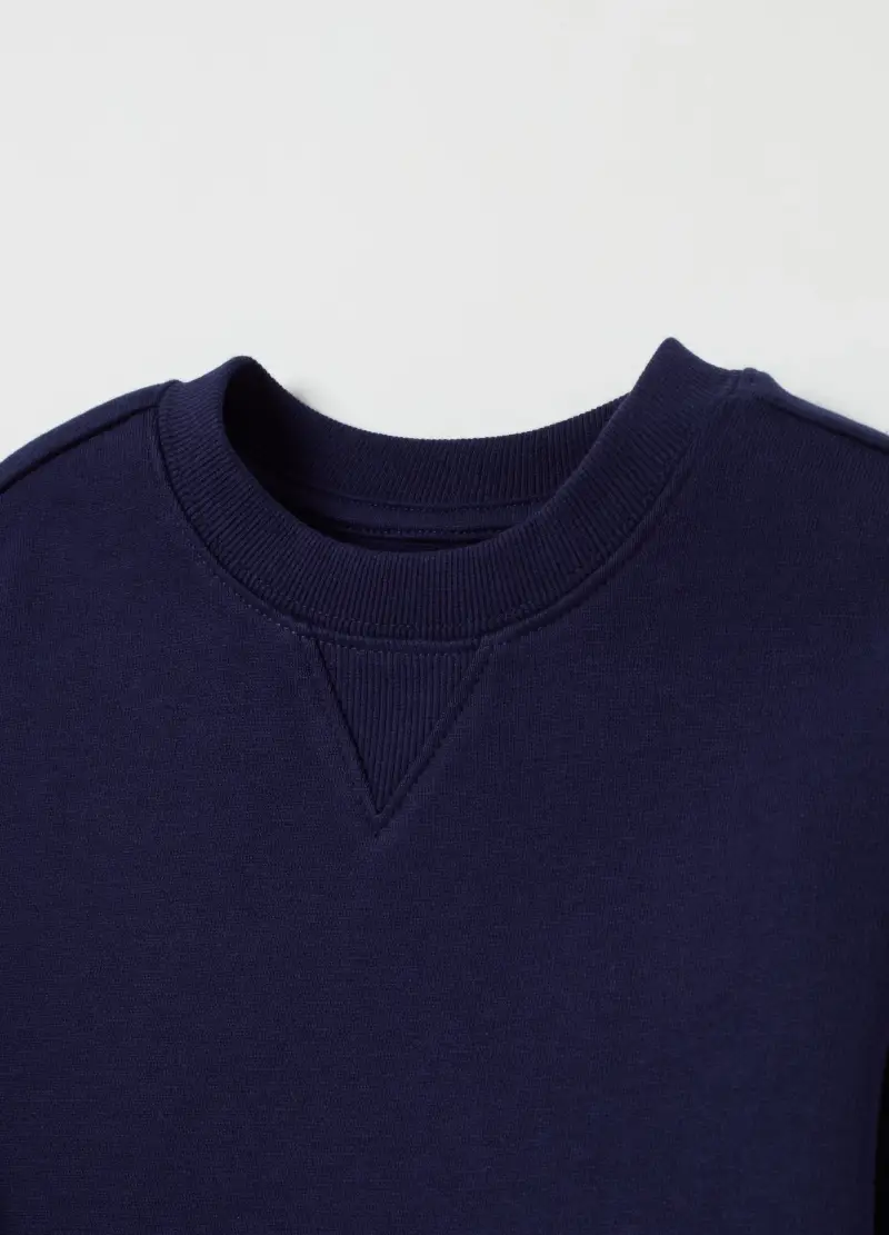 Felpa Girocollo Con Dettaglio A V, Bambino, Blu miniatura 3