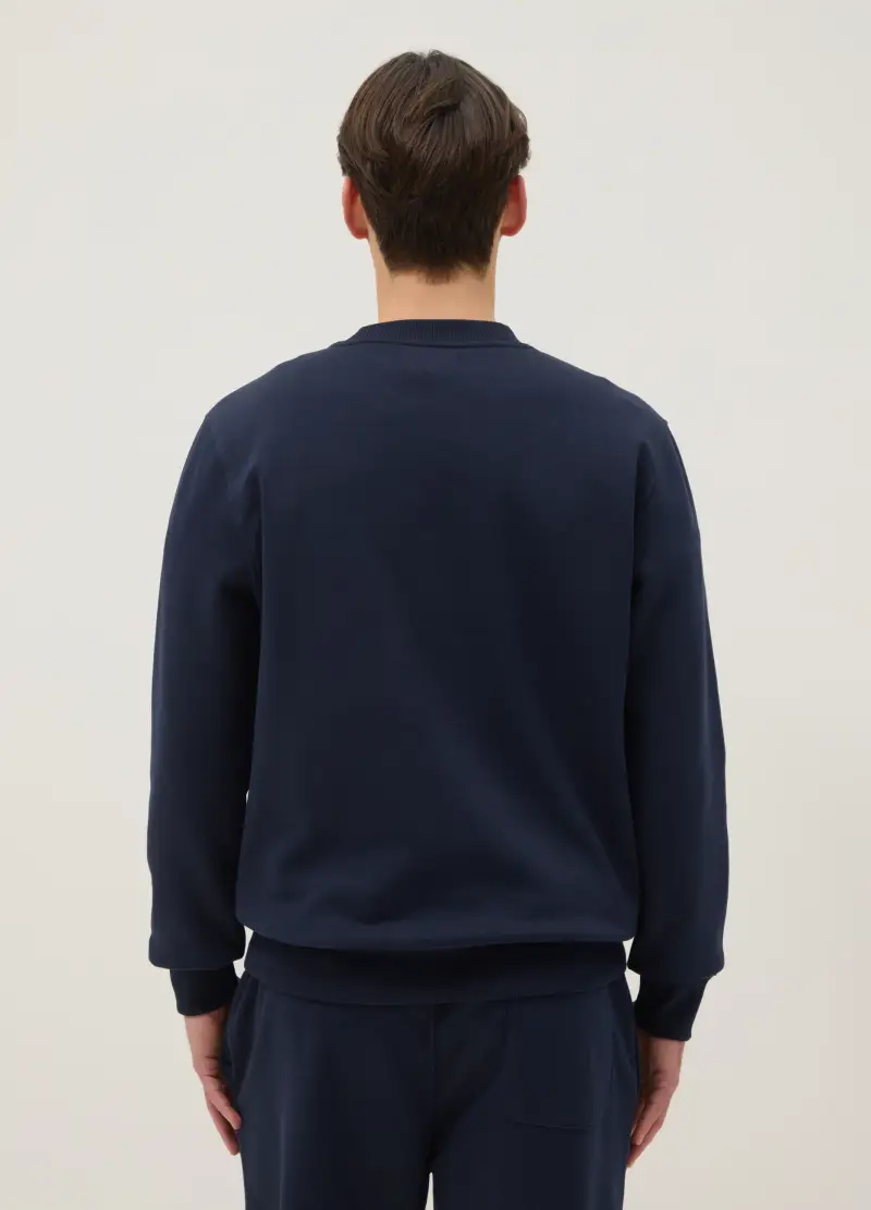 Felpa Girocollo In Misto Cotone Blu Regular Fit, Uomo, Blu miniatura 3