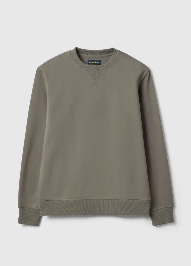 Felpa Girocollo In Misto Cotone Grigia Regular Fit, Uomo, Grigio