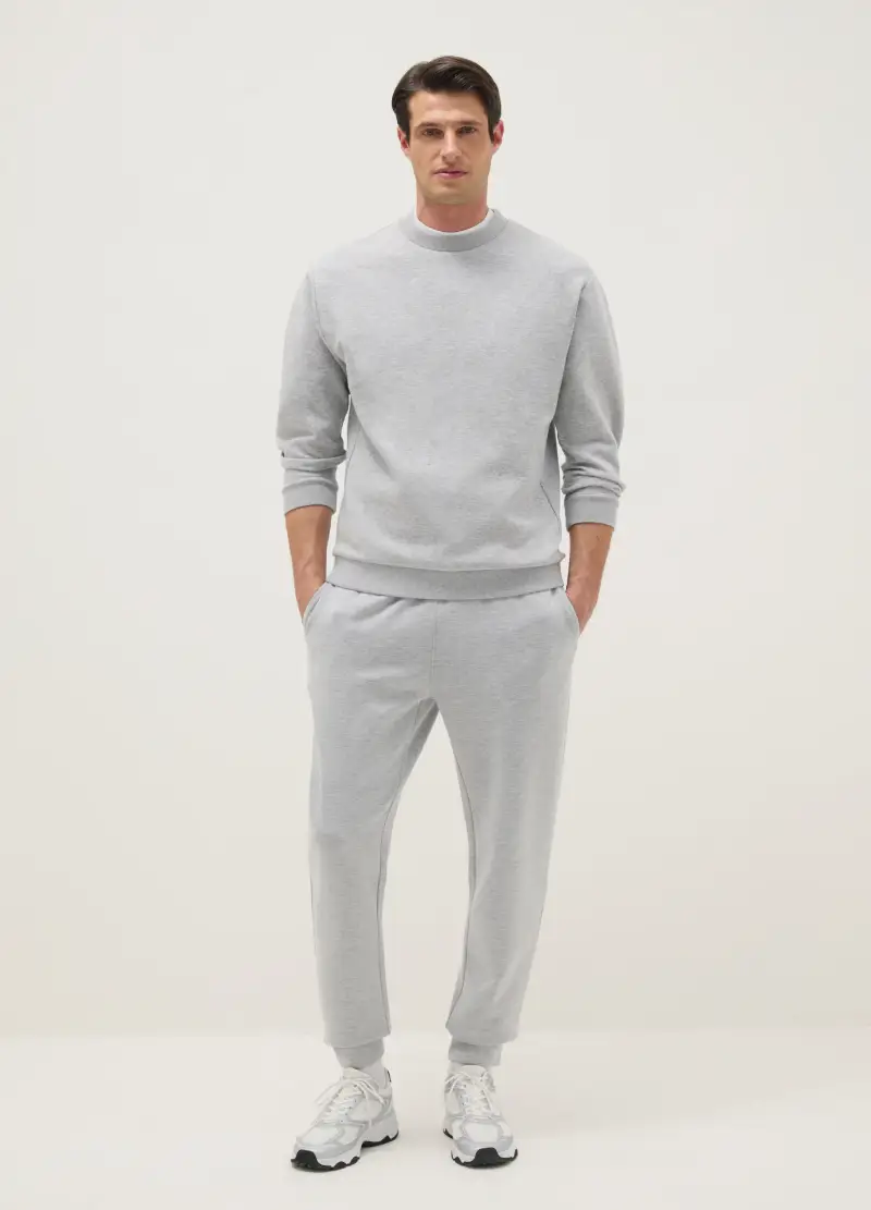 Felpa Girocollo In Misto Cotone Grigio Regular Fit, Uomo, Grigio