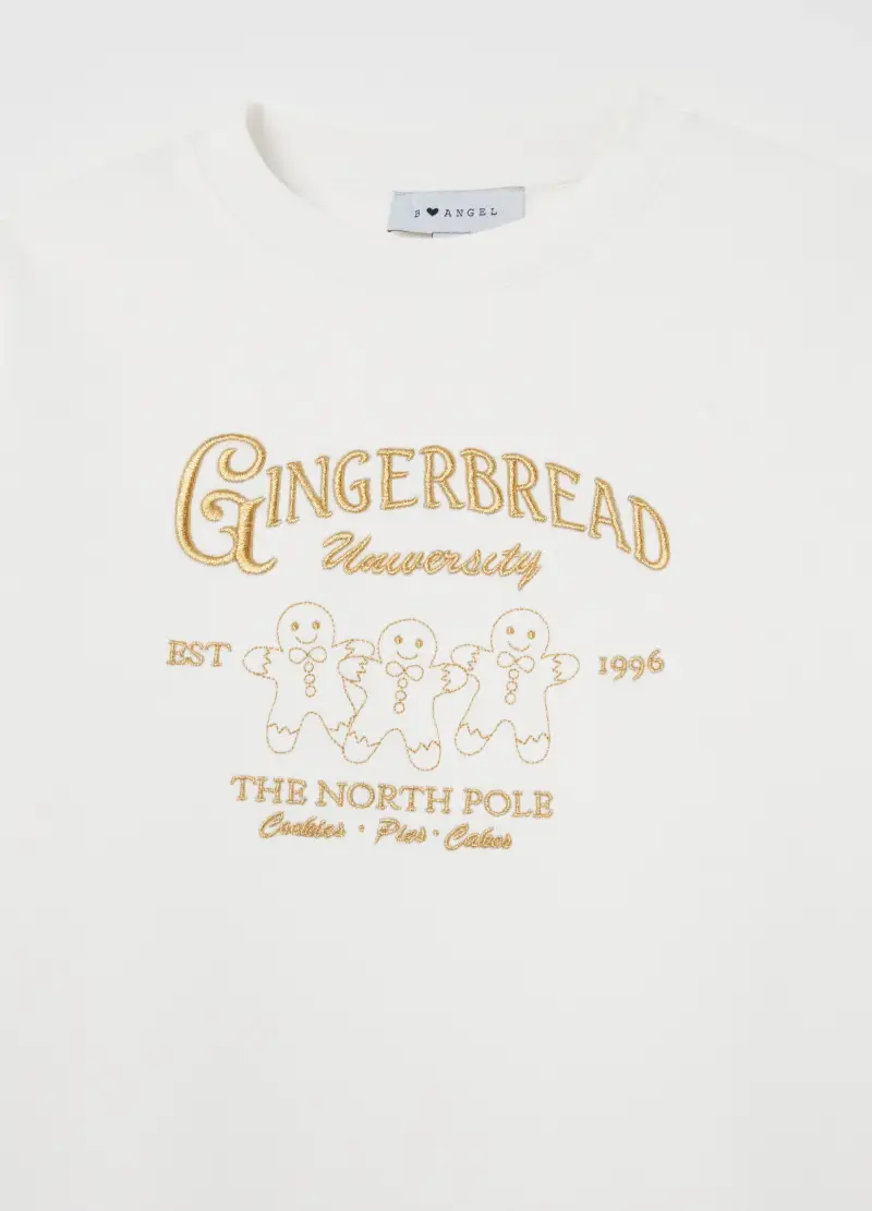 Felpa Girocollo Natalizia, Donna, Bianco miniatura 2