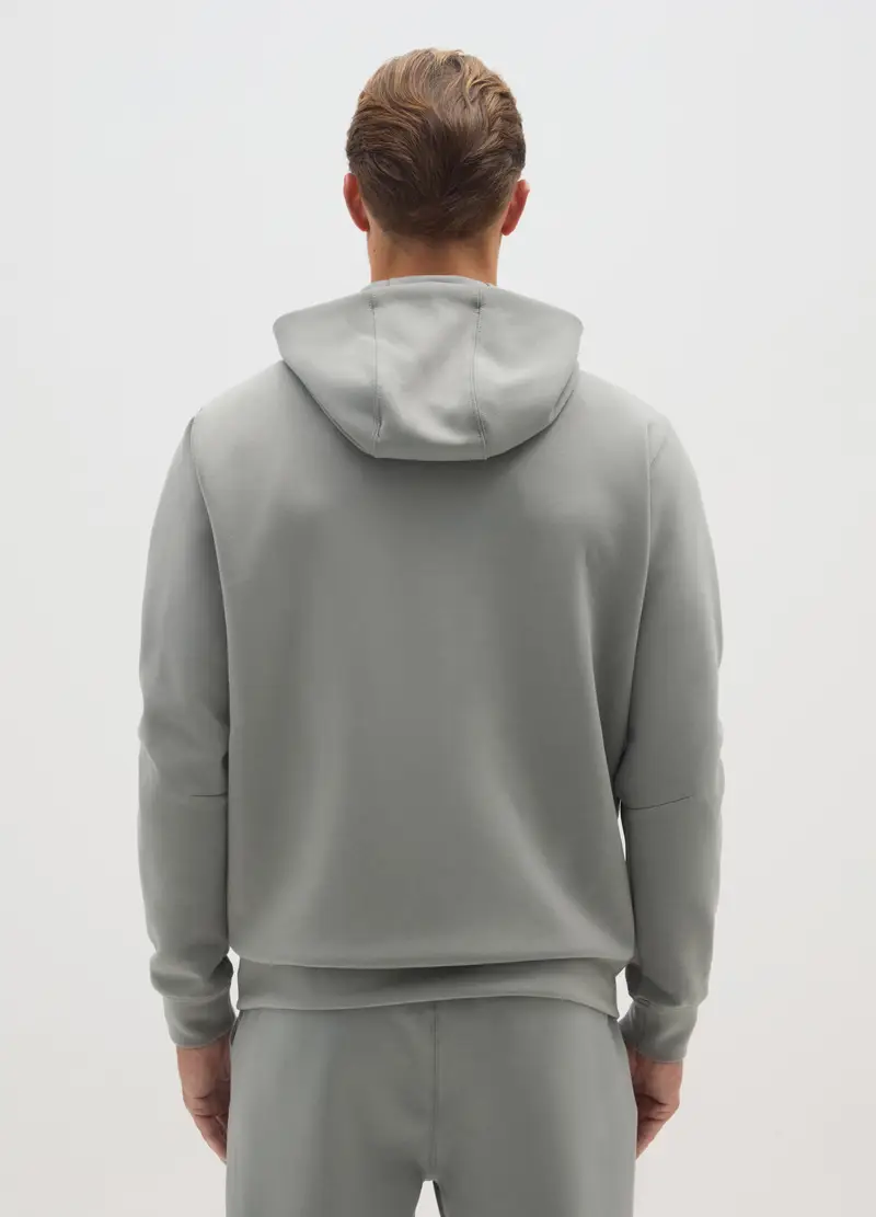 Felpa Grigia Regular Fit Con Cappuccio E Zip, Uomo, Grigio miniatura 3