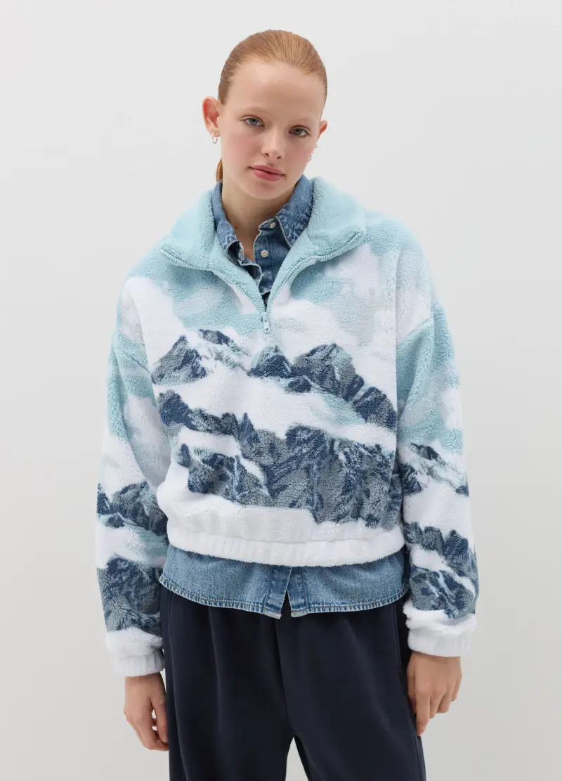 Felpa Half-zip In Pile, Donna, Multicolor miniatura 2