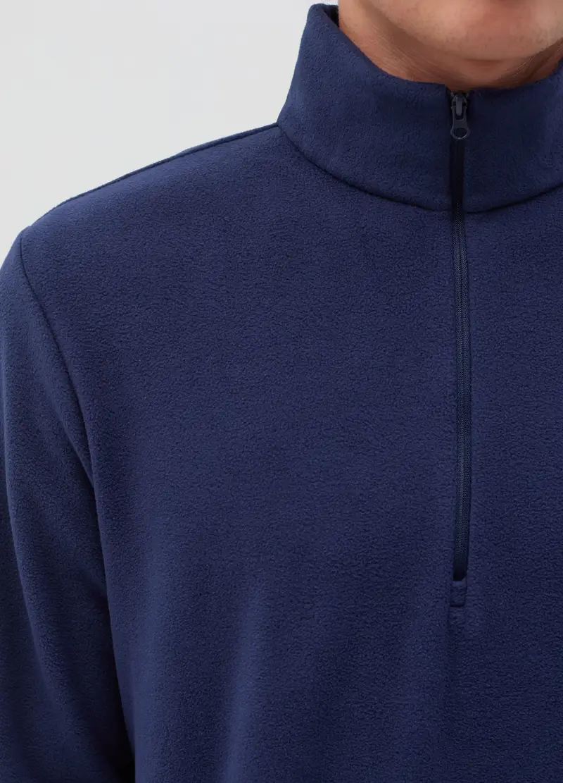Felpa Half-zip In Pile, Uomo, Blu miniatura 3