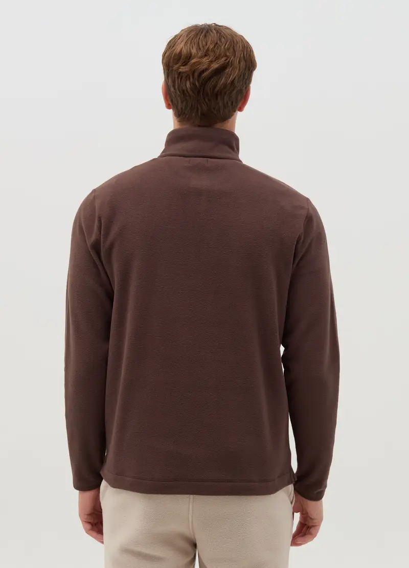 Felpa Half-zip In Pile, Uomo, Marrone miniatura 3