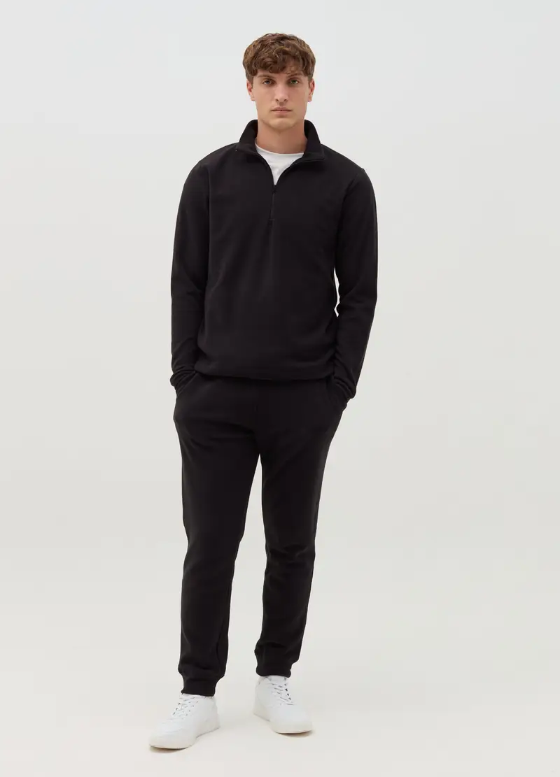 Felpa Half-zip In Pile, Uomo, Nero miniatura 2