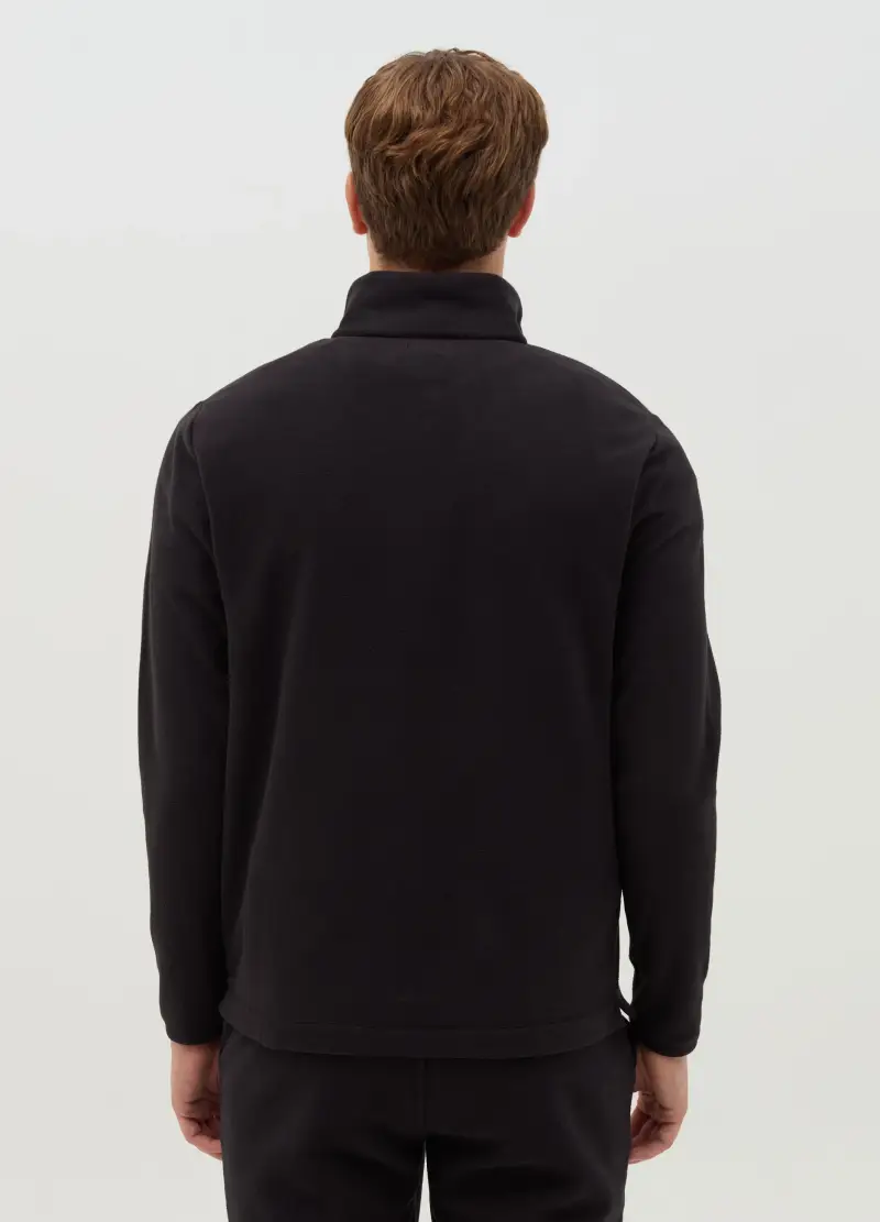 Felpa Half-zip In Pile, Uomo, Nero miniatura 3