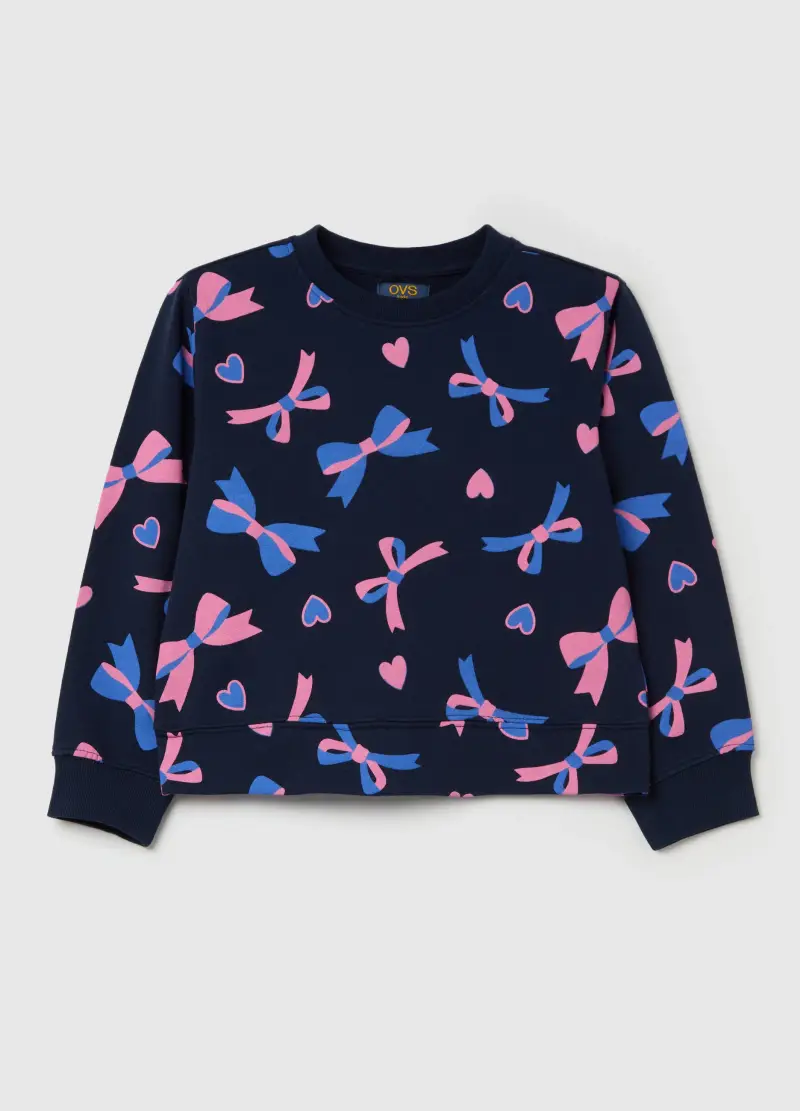 Felpa In French Terry Con Stampa, Bambina, Blu