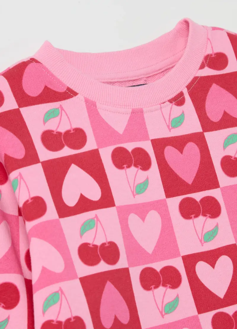 Felpa In French Terry Con Stampa, Bambina, Rosa miniatura 3