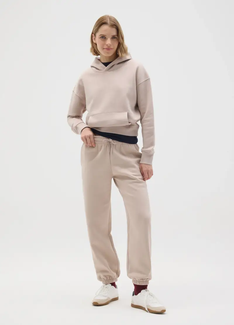 Felpa In Misto Cotone Beige Regular Fit, Donna, Beige miniatura 2