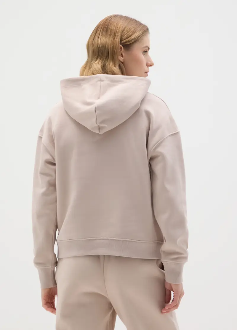 Felpa In Misto Cotone Beige Regular Fit, Donna, Beige miniatura 3
