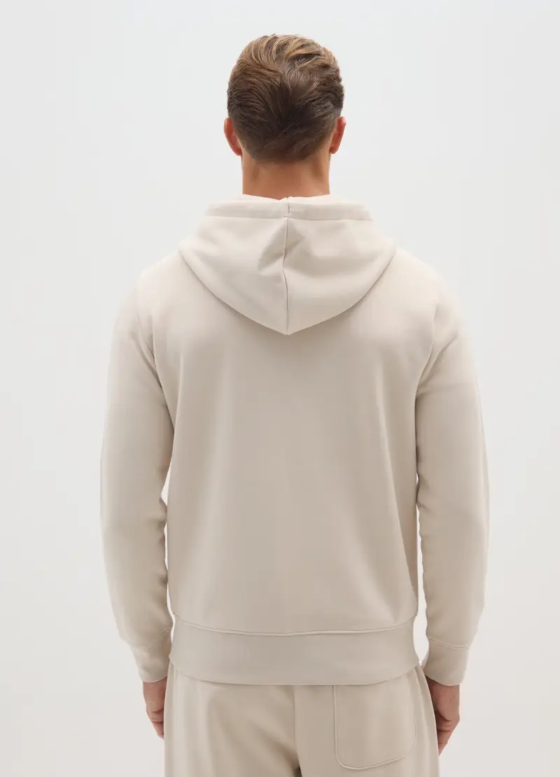 Felpa In Misto Cotone Beige Regular Fit, Uomo, Beige miniatura 3