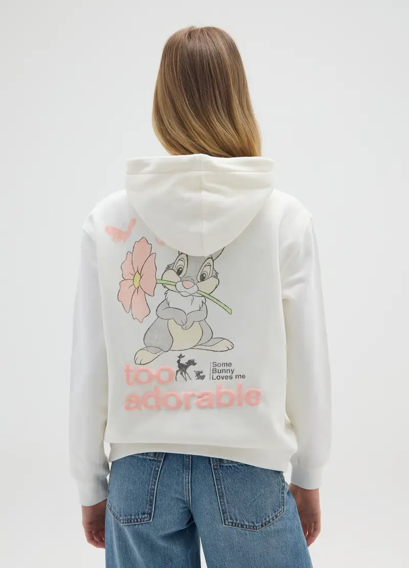 Felpa In Misto Cotone Bianca Regular Fit Con Stampa, Donna, Bianco miniatura 3