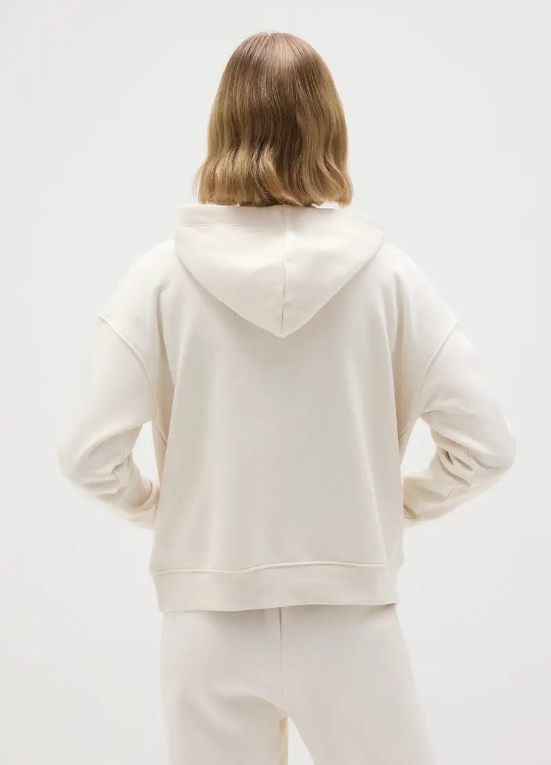 Felpa In Misto Cotone Bianca Regular Fit, Donna, Bianco miniatura 3