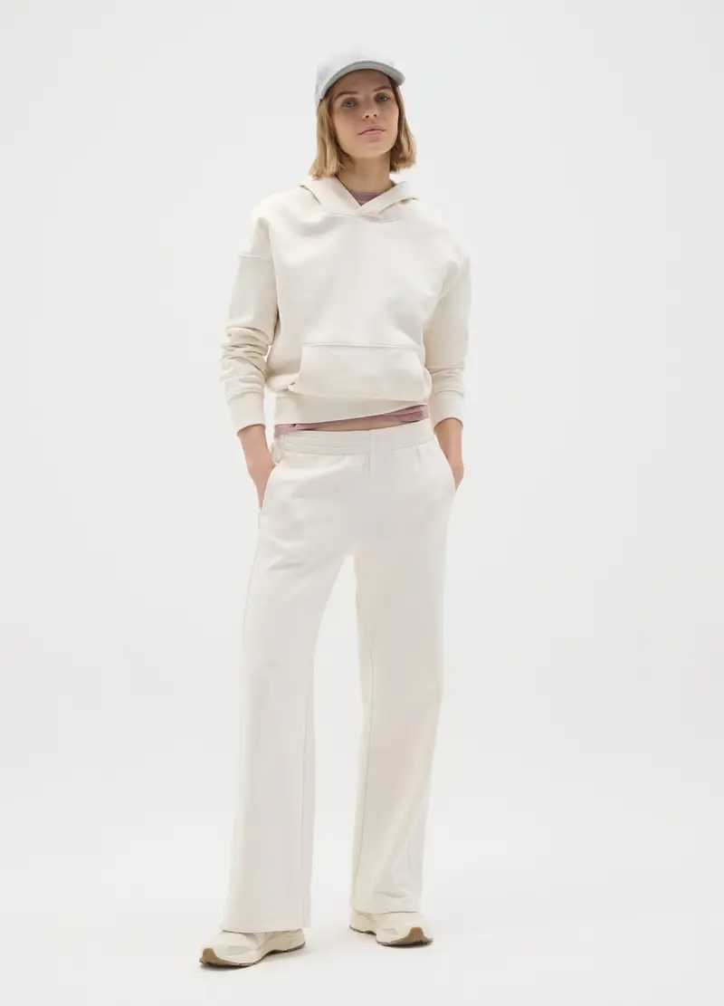 Felpa In Misto Cotone Bianca Regular Fit, Donna, Bianco