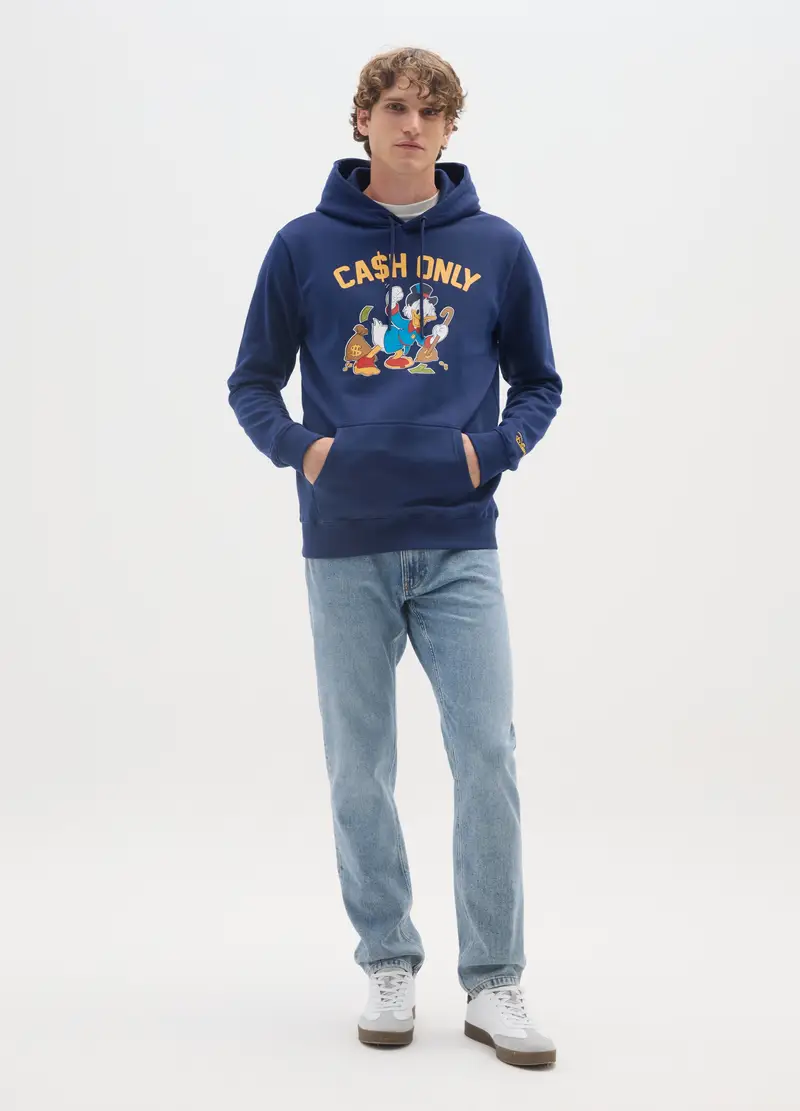 Felpa In Misto Cotone Blu Con Cappuccio E Stampa Disney, Uomo, Blu miniatura 2