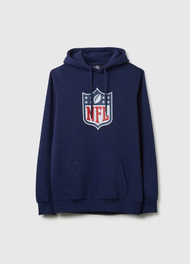 Felpa In Misto Cotone Blu Con Logo Nfl, Unisex, Blu