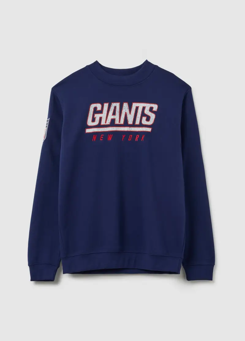 OVS, Felpa In Misto Cotone Blu Con Stampa Giants, Unisex, Blu, Taglia: S