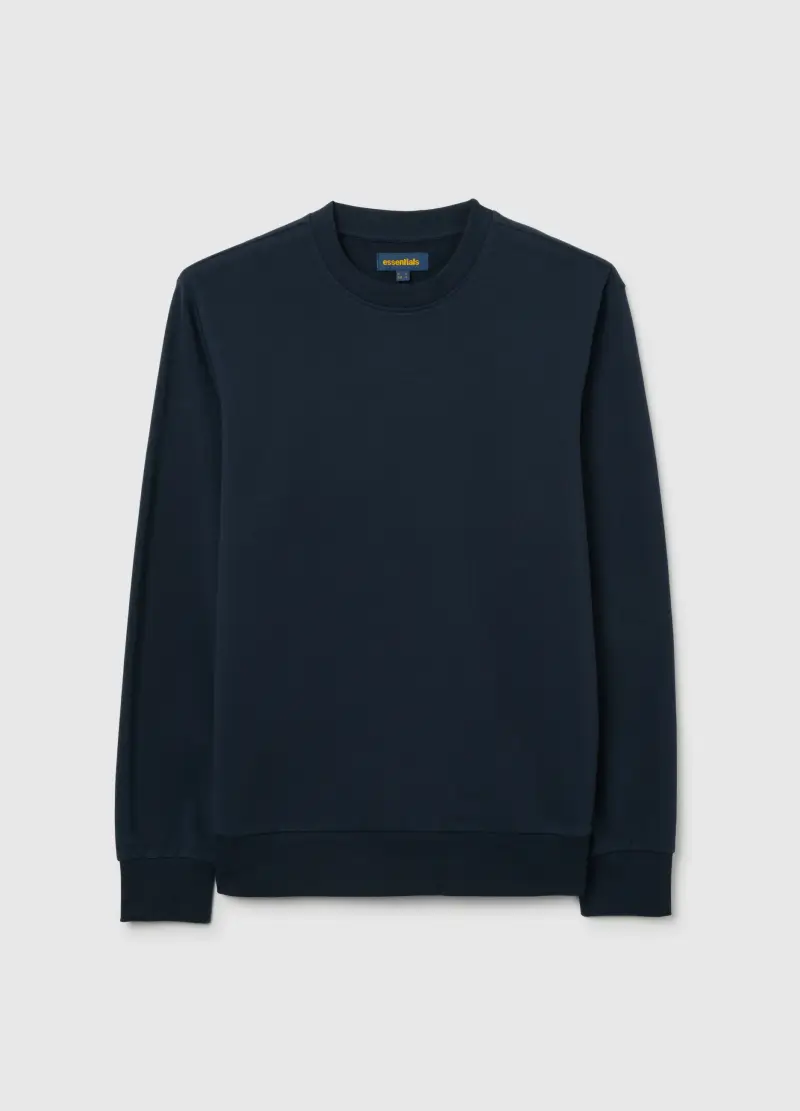 Felpa In Misto Cotone Blu Regular Fit, Uomo, Blu