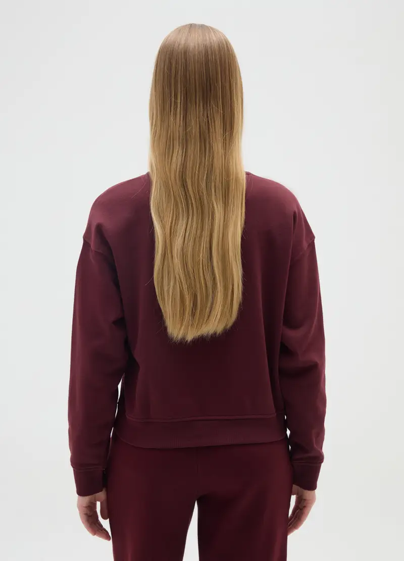 Felpa In Misto Cotone Bordeaux Vestibilità Regular, Donna, Rosso miniatura 3