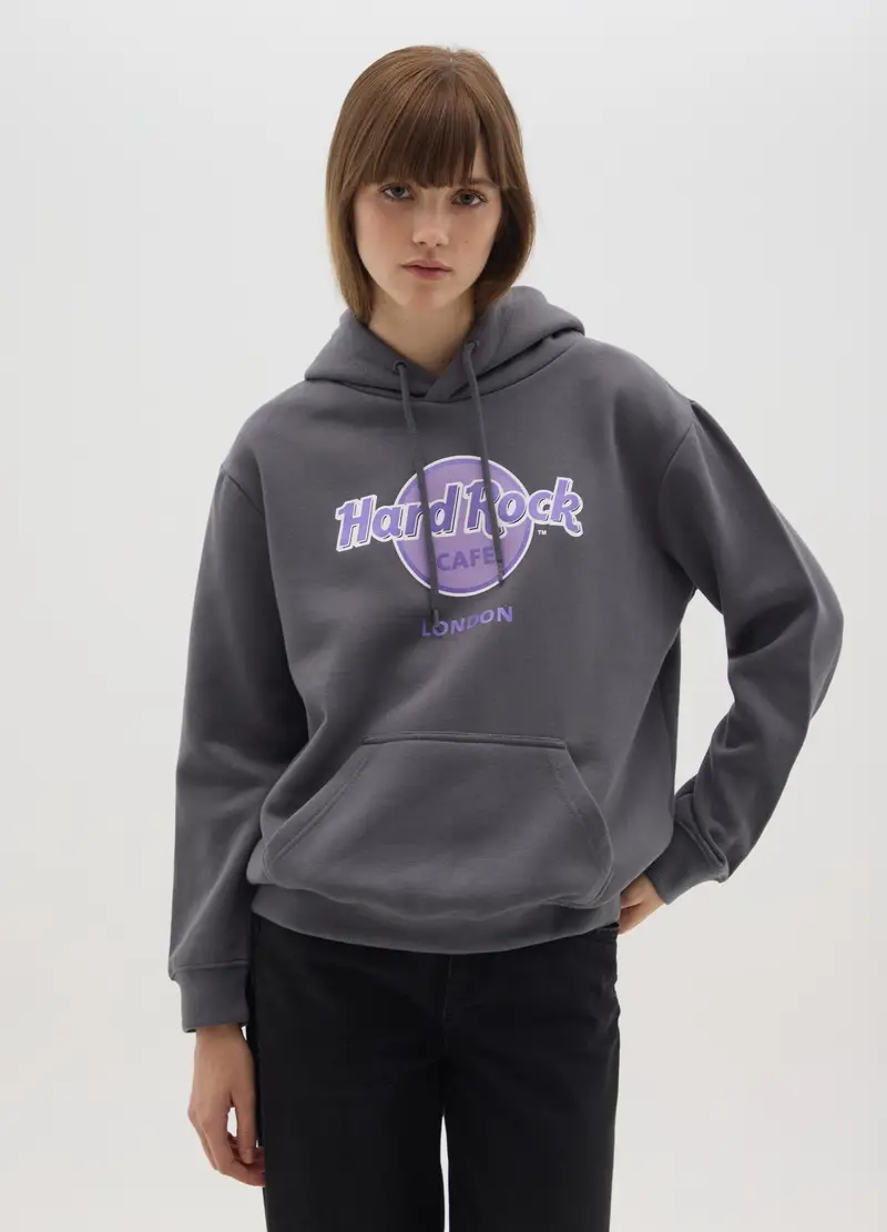 Felpa In Misto Cotone Grigia Regular Fit Con Logo Hard Rock Cafe, Donna, Grigio miniatura 2