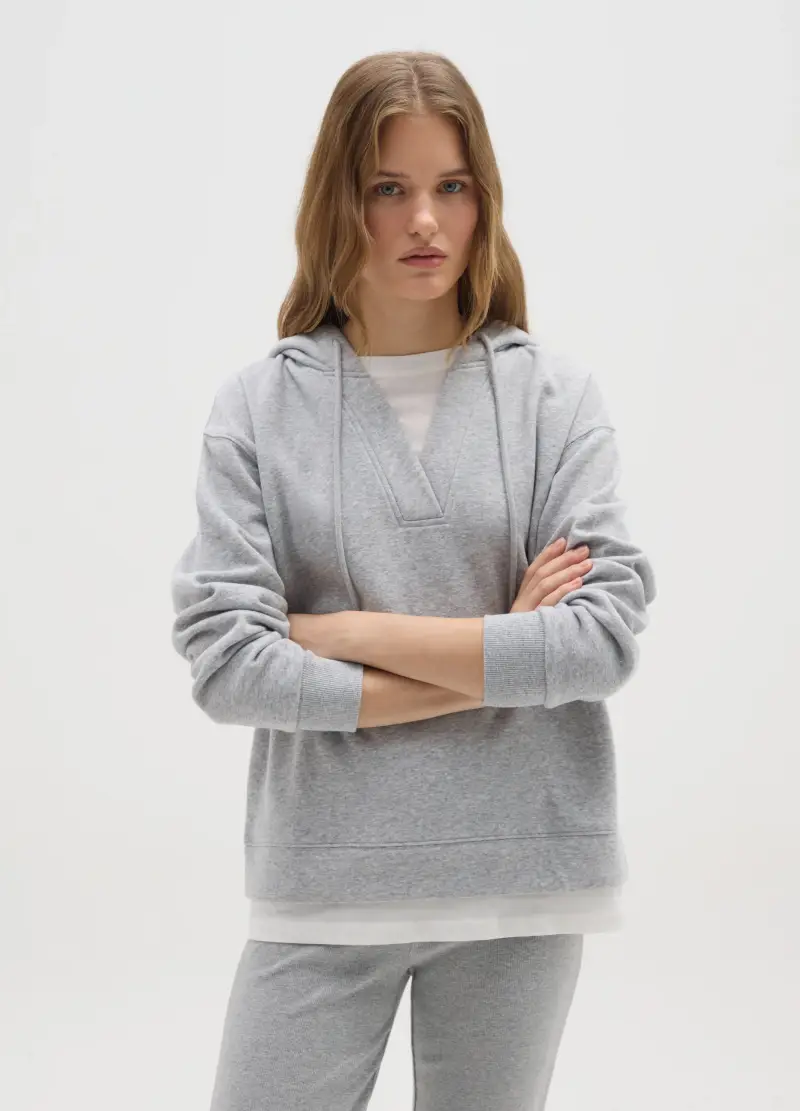 Felpa In Misto Cotone Grigia Regular Fit, Donna, Multicolor