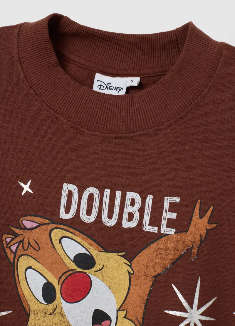 Felpa In Misto Cotone Marrone Regular Fit Con Scollo Rotondo, Donna, Marrone miniatura 2